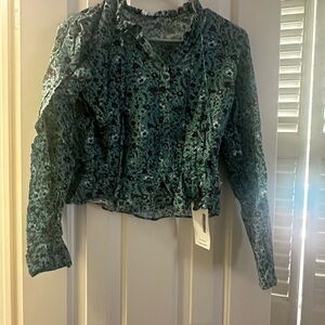 Joie Teal Floral Blouse